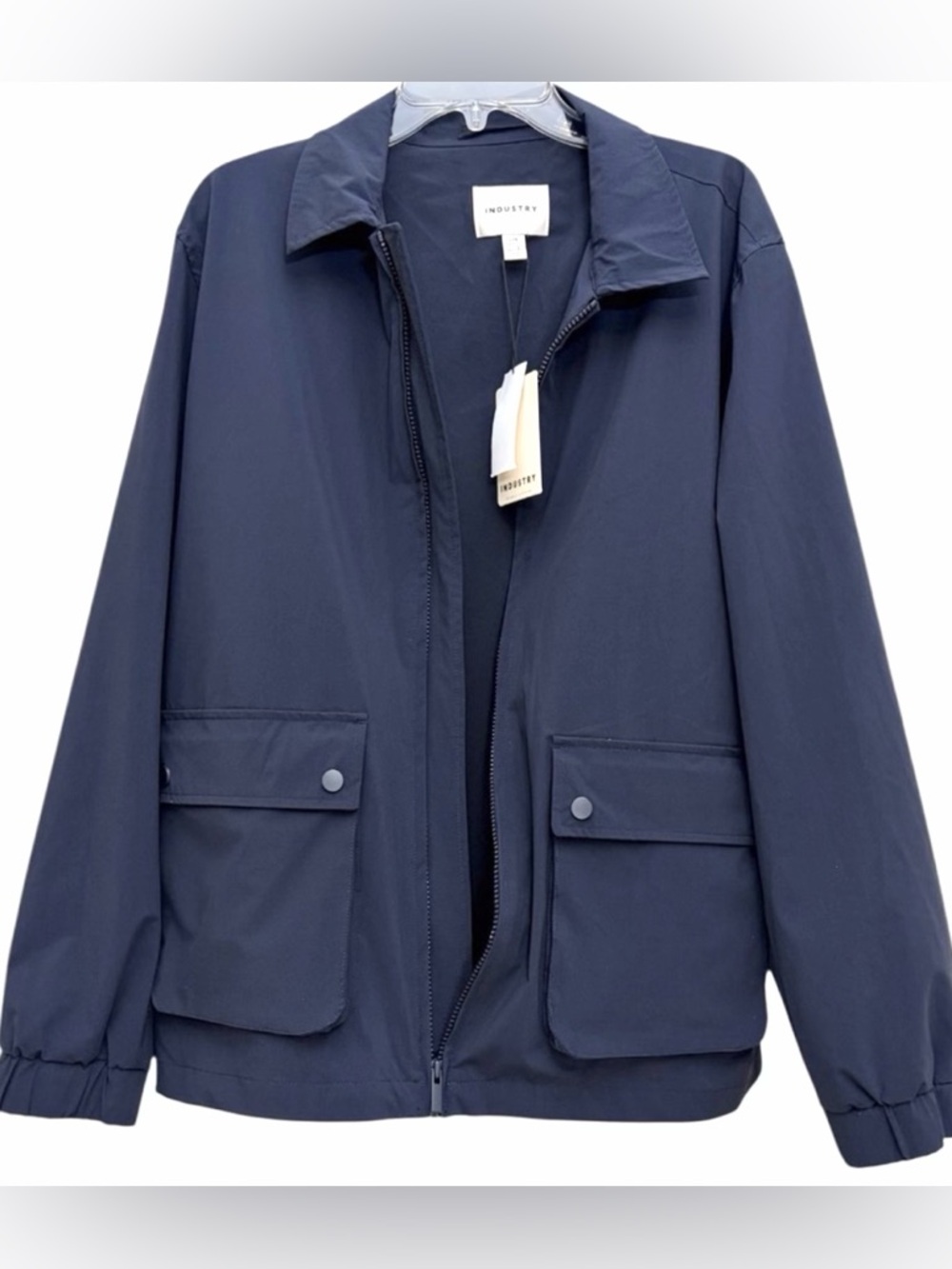 Men’s Lightweight Rain Jacket Windbreaker Navy Water Resistant Zip L